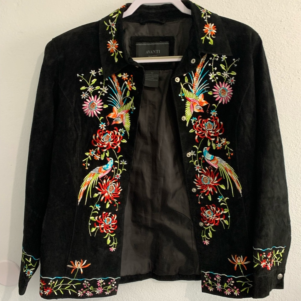 Avanti Suede leather Birds of Paradise jacket size Medium